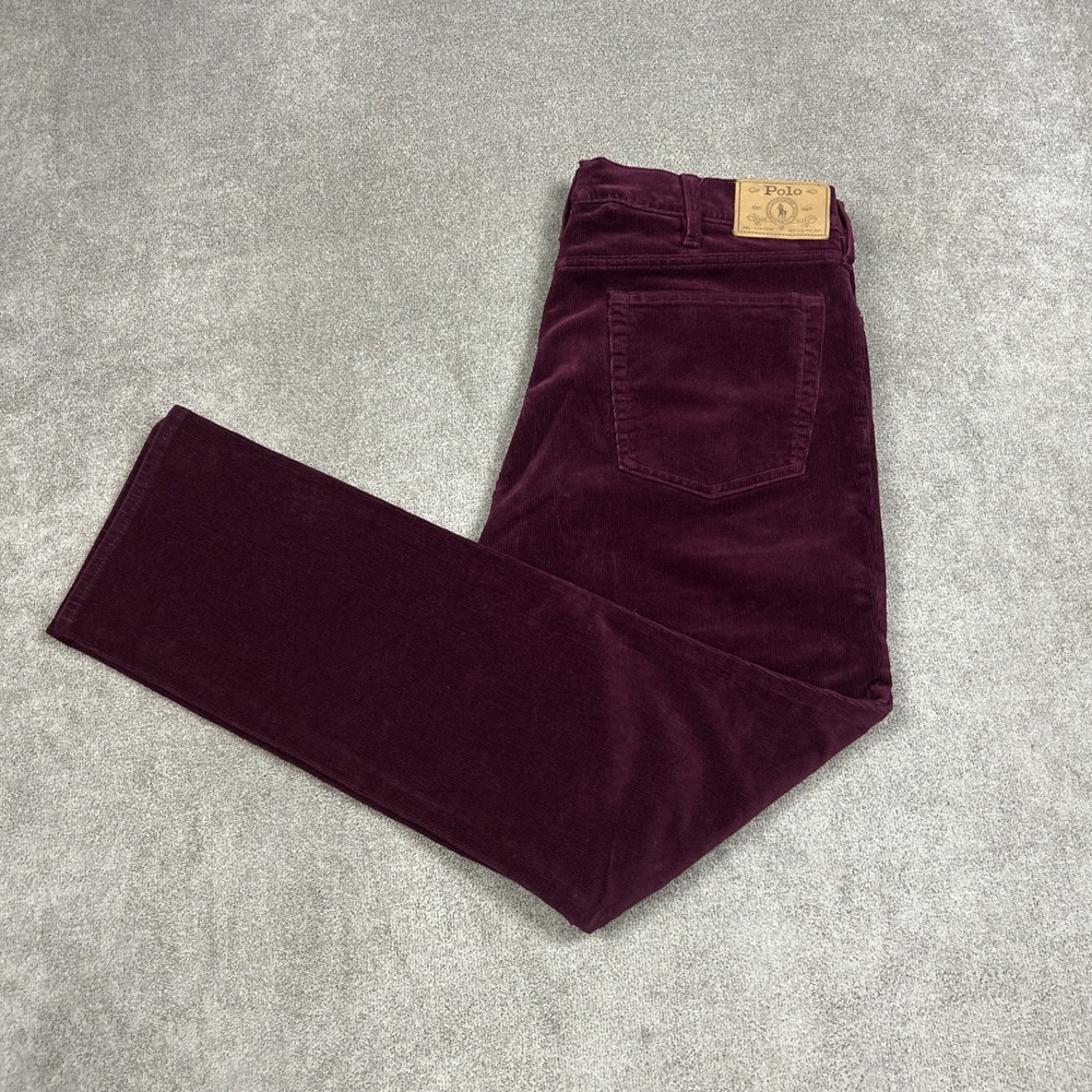 Polo Ralph Lauren Pants Mens 38 Maroon Varick Slim Straight Corduroy Chino 38x32